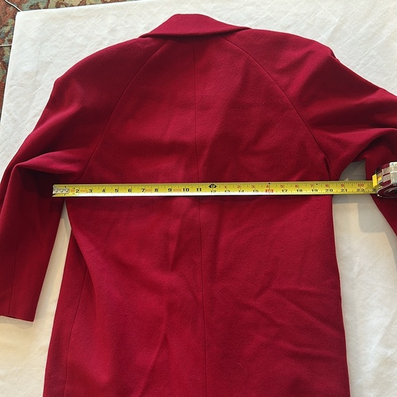 International Scene Vintage Women’s red‎ wool trench coat jacket size 5 / 6 - Picture 11 of 12